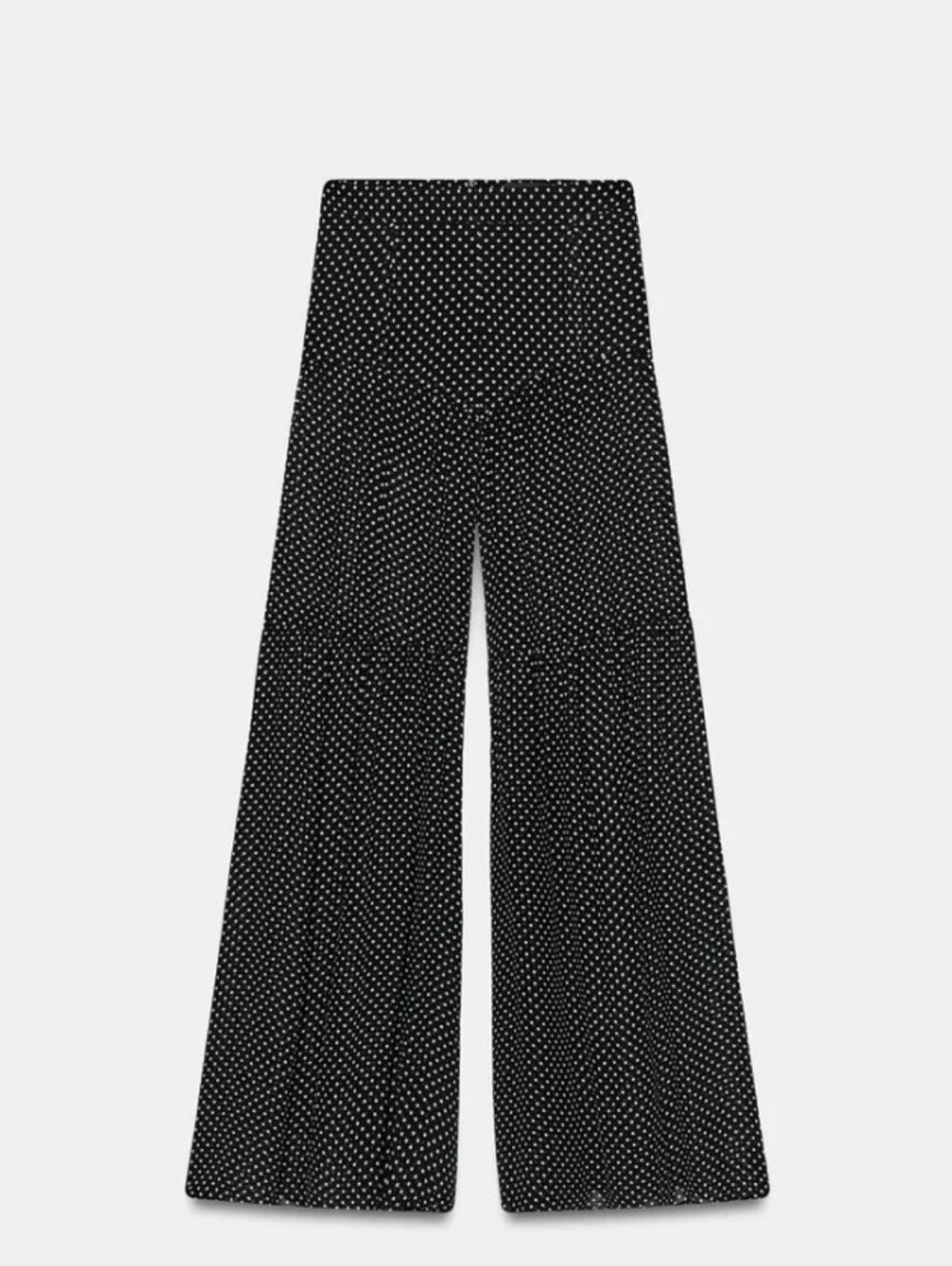 Zara Zw Collection Polka Dot Wide-Leg Semi-sheer Tiered High Waist Pants Sz-M - Picture 2 of 15